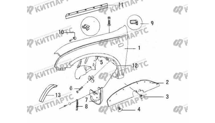 Крыло переднее, брызговик, арка колеса Great Wall